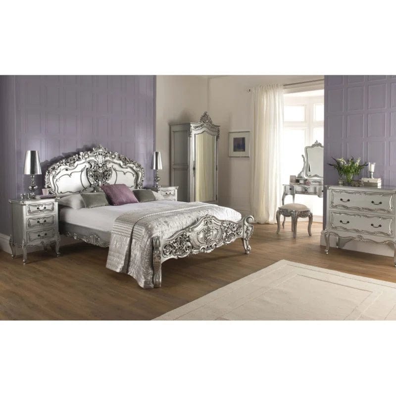 La Rochelle Silver Antique French Style Bed (Size: King)