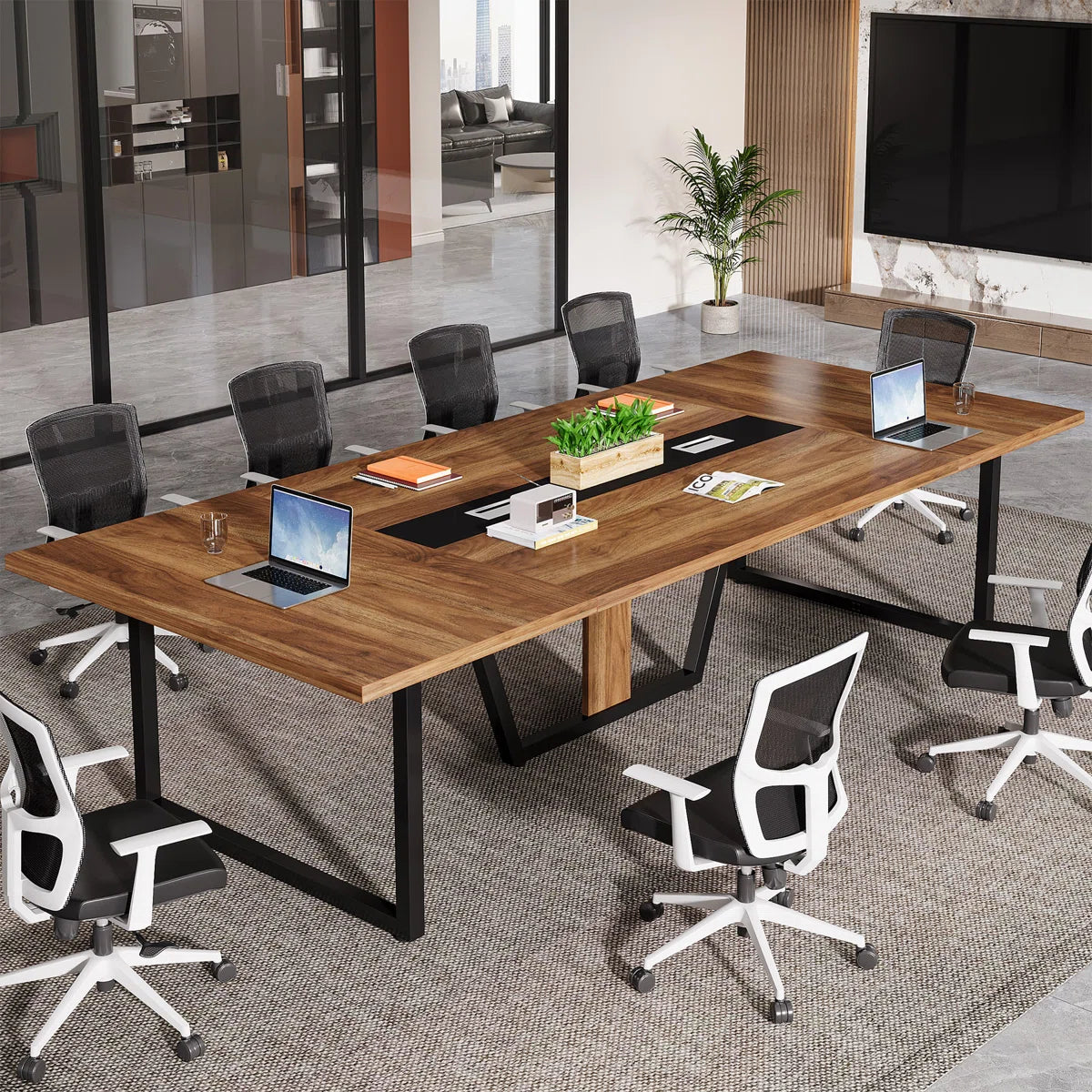 Large Conference Table, Rectangle Meeting Podcast Table-OUCH CART 