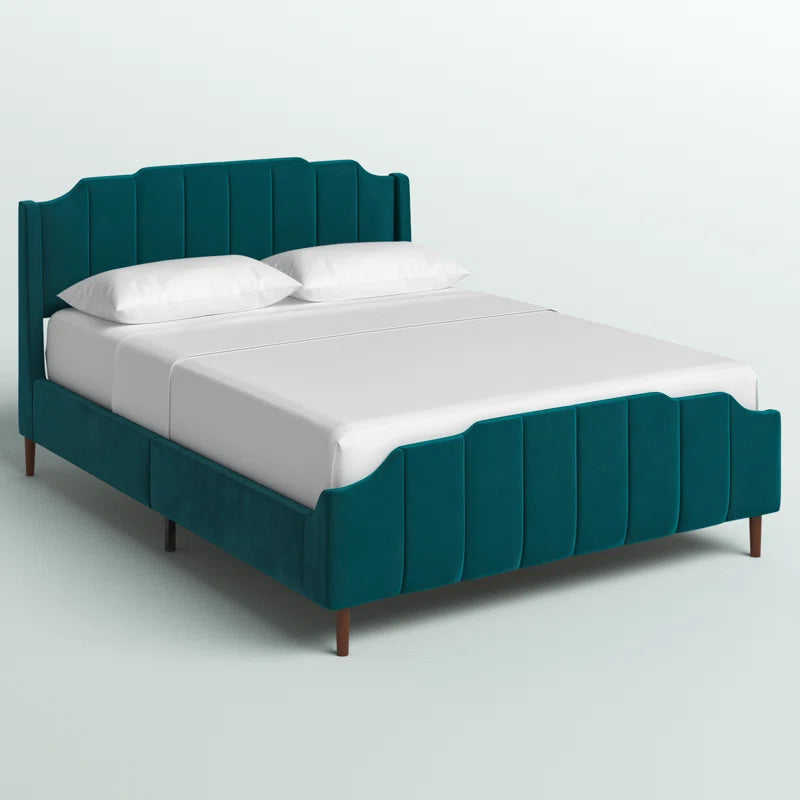 Lasater Queen Size Modern Curved Upholstered Bed