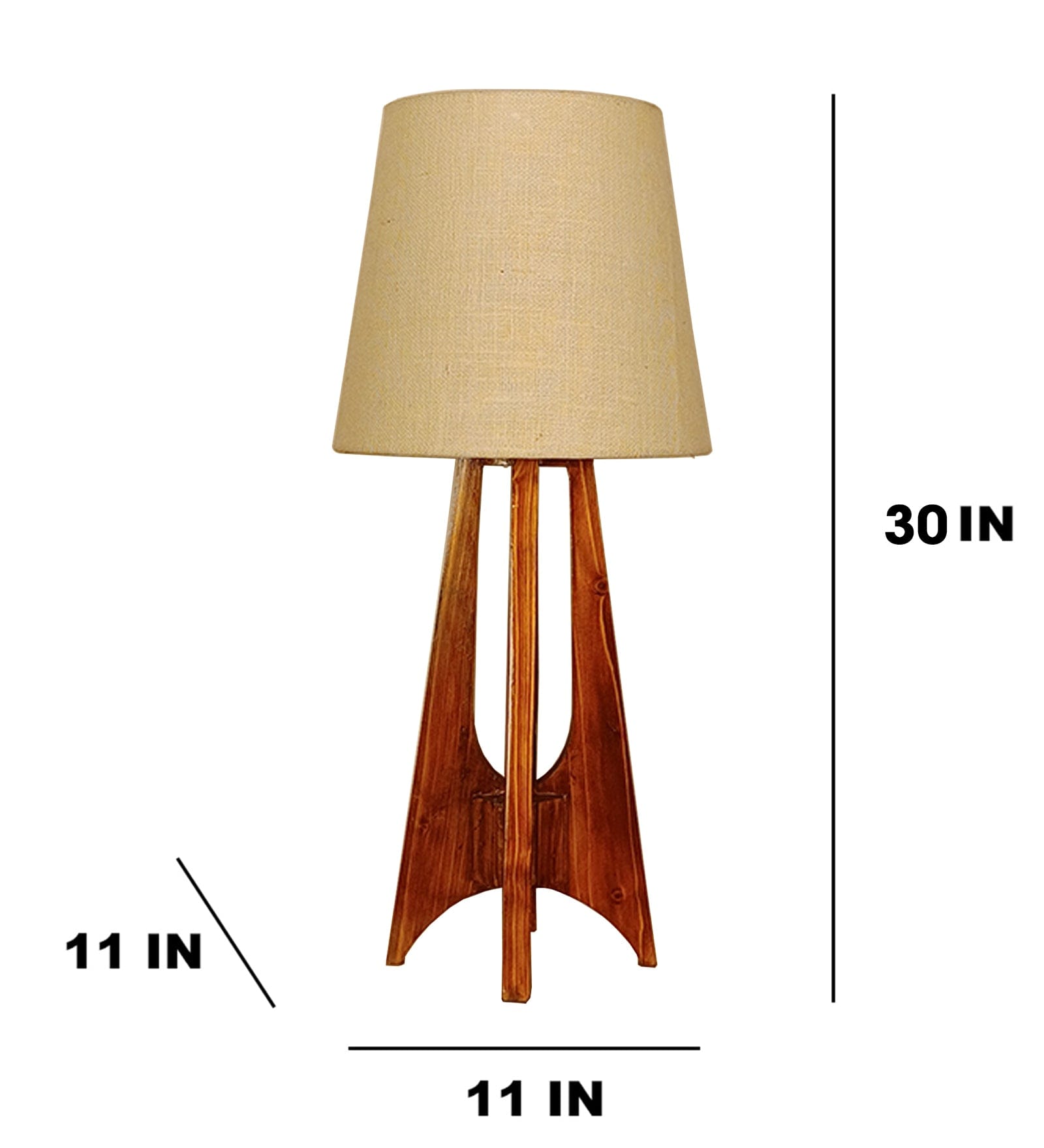 Laurent Brown Wooden Table Lamp with White Jute Lampshade (BULB NOT INCLUDED)