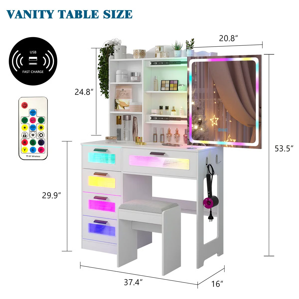 Lieliea Makeup Vanity Desk with Stylish Design and Storage