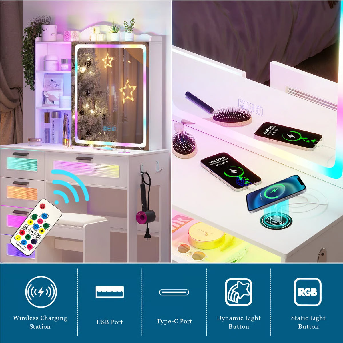 Lieliea Makeup Vanity Desk with Stylish Design and Storage