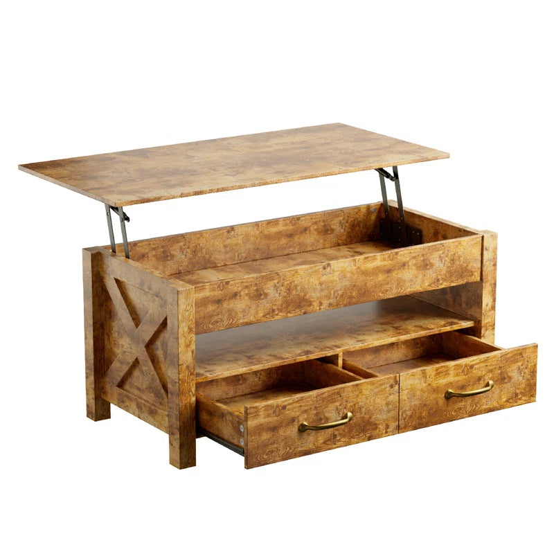 Lift Top Coffee Table With 2 Storage Drawers Cocktail Table