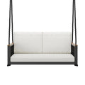 Ouch Cart Teak Wood & Aluminum Porch Swing with Cushions – Outdoor Hanging Patio Swing Chair with Heavy-Duty Rope and Weather-Resistant Design