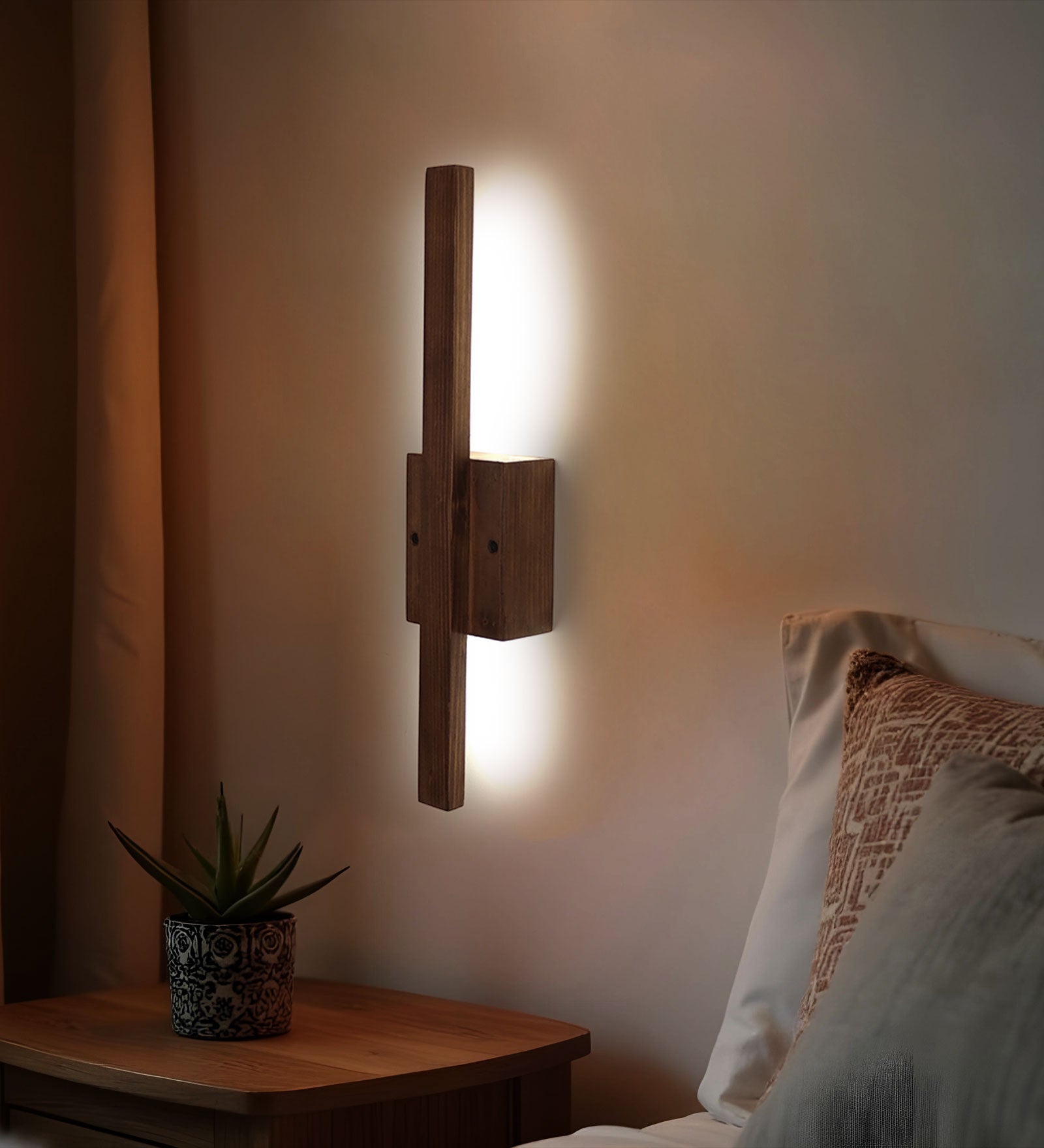 Lineo Brown Wooden LED Wall Light (BULB NOT INCLUDED)