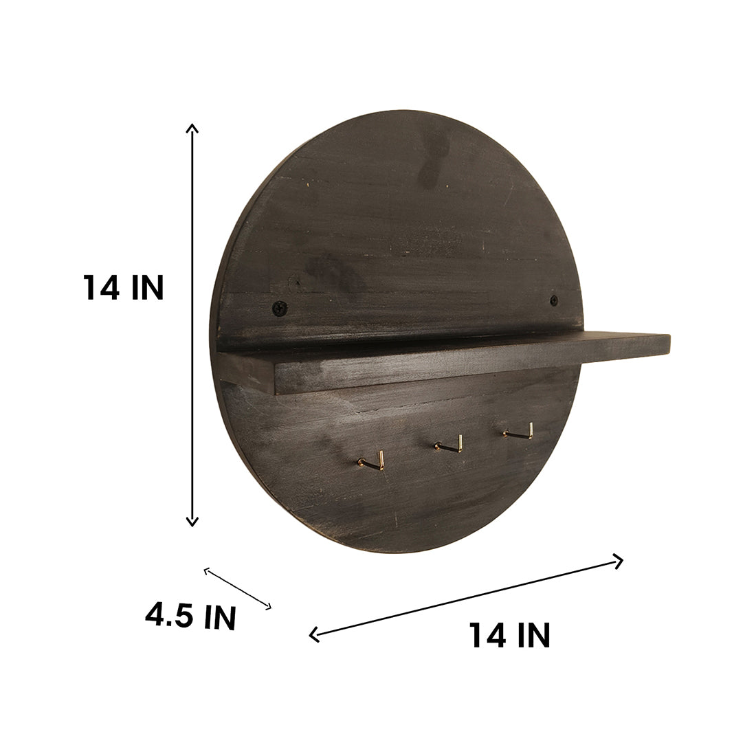 Lotus Wooden Wall Shelf Organiser with Key Holders -OUCH CART | Wall hangings 