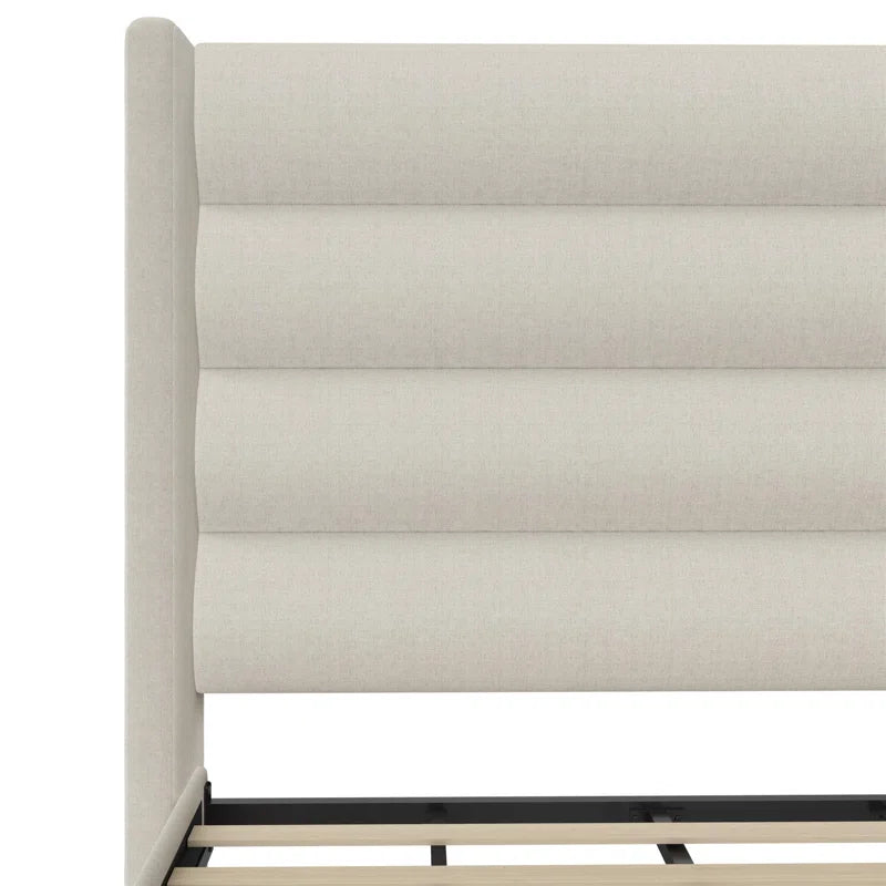 Louis King Upholstered Wingback Bed