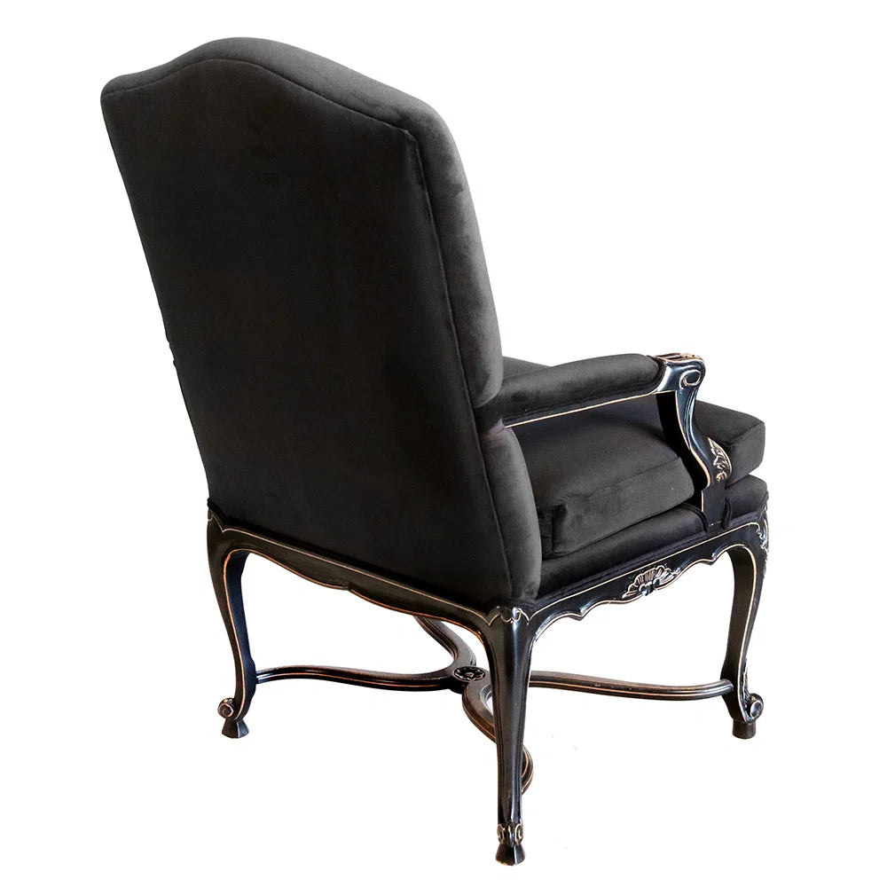 Louis XV Tuscany Lounge Chair with Ornate Carving & Antique Gold Finish