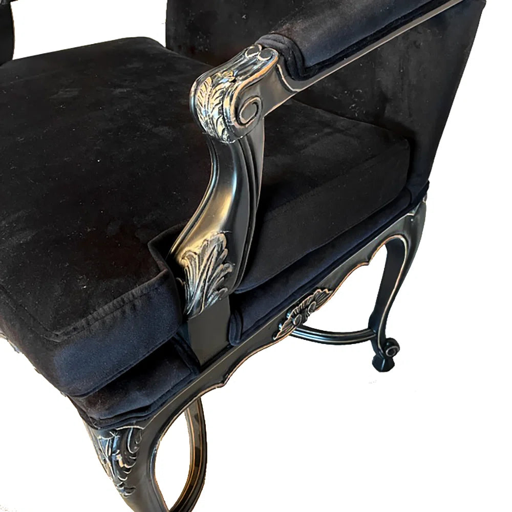 Louis XV Tuscany Lounge Chair with Ornate Carving & Antique Gold Finish