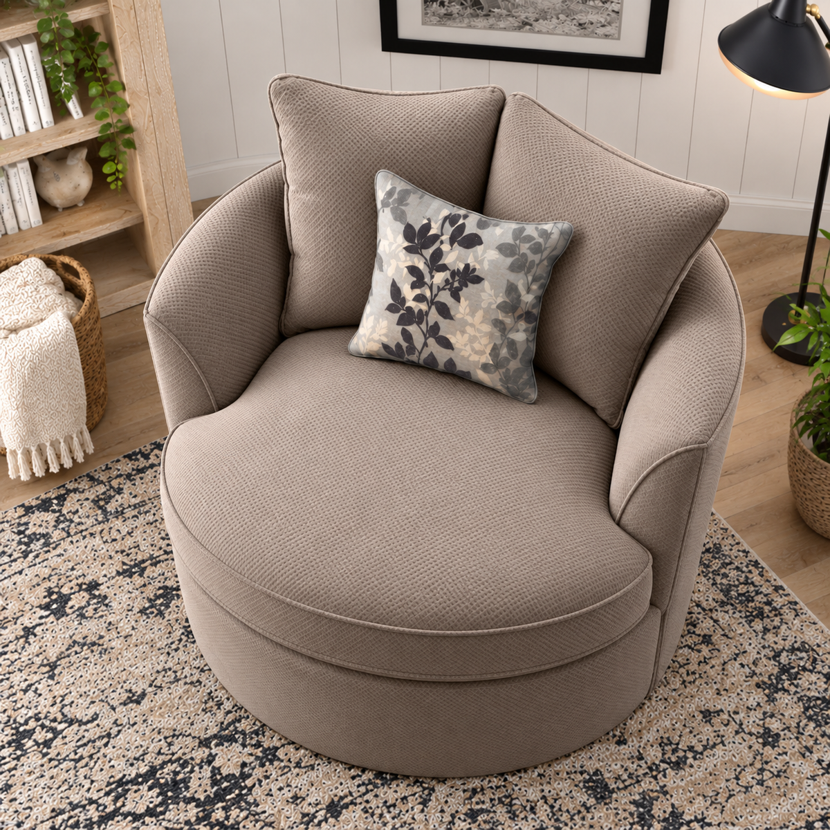 Luxury Round Accent Chair for Living Room  Cushioned Back & Seat Modern Lounge Chair OUCH CART
