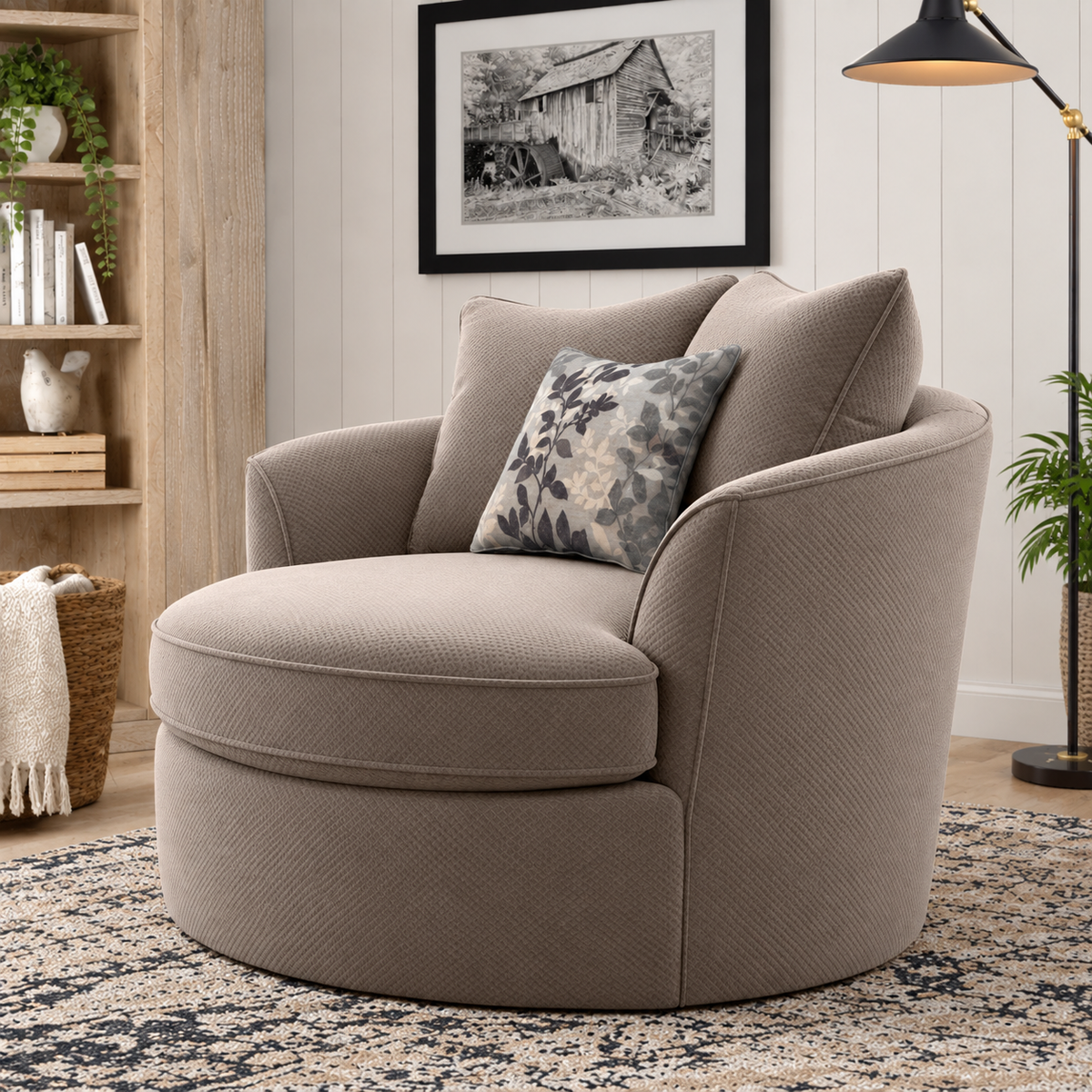 Luxury Round Accent Chair for Living Room  Cushioned Back & Seat Modern Lounge Chair OUCH CART