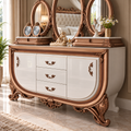 Luxury Royal Dressing Table with Triple Mirror | Antique Wooden Vanity with Drawers, Carved Details & Premium Finish