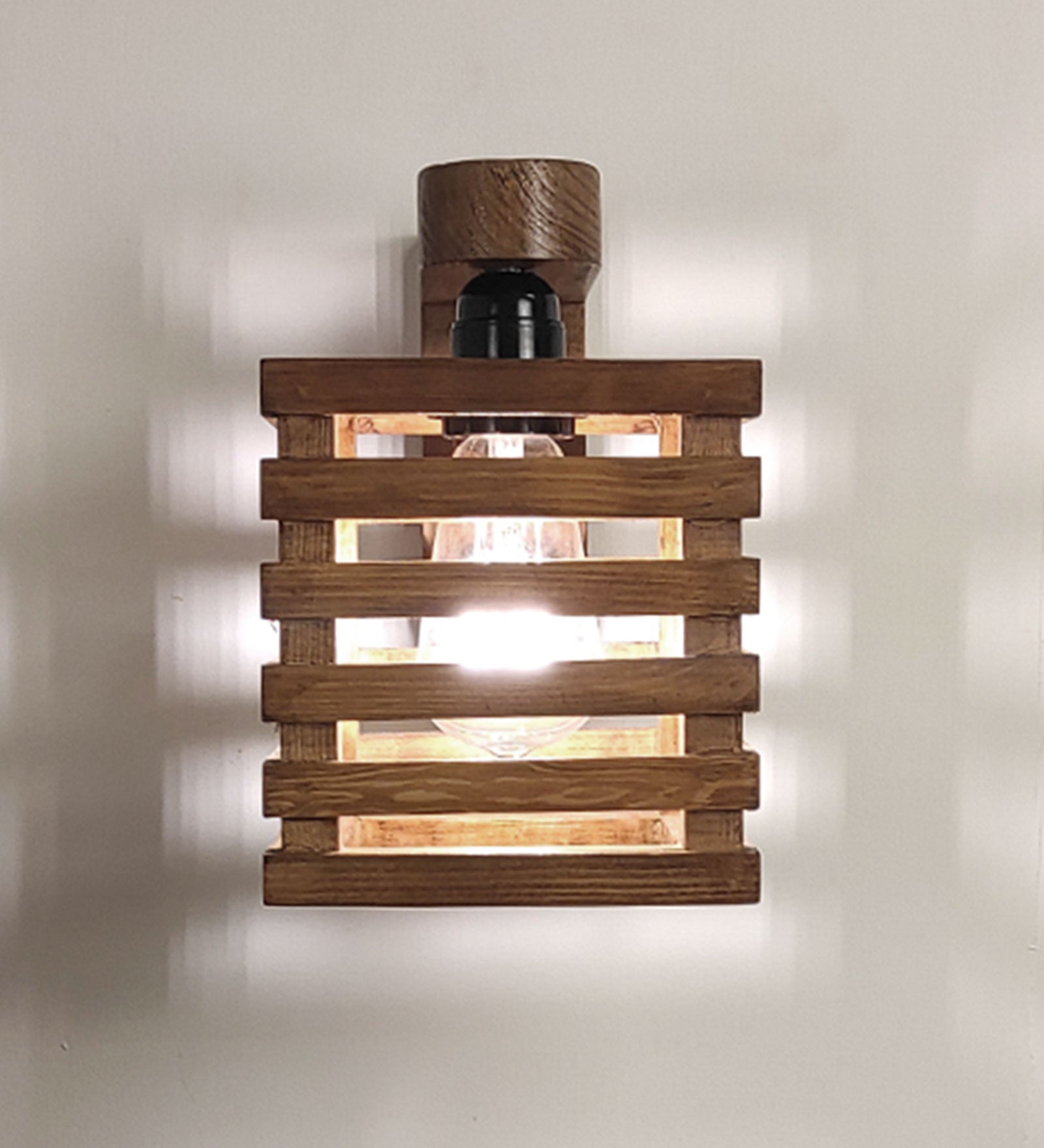 Lyon Brown Wooden Wall Light (BULB NOT INCLUDED)