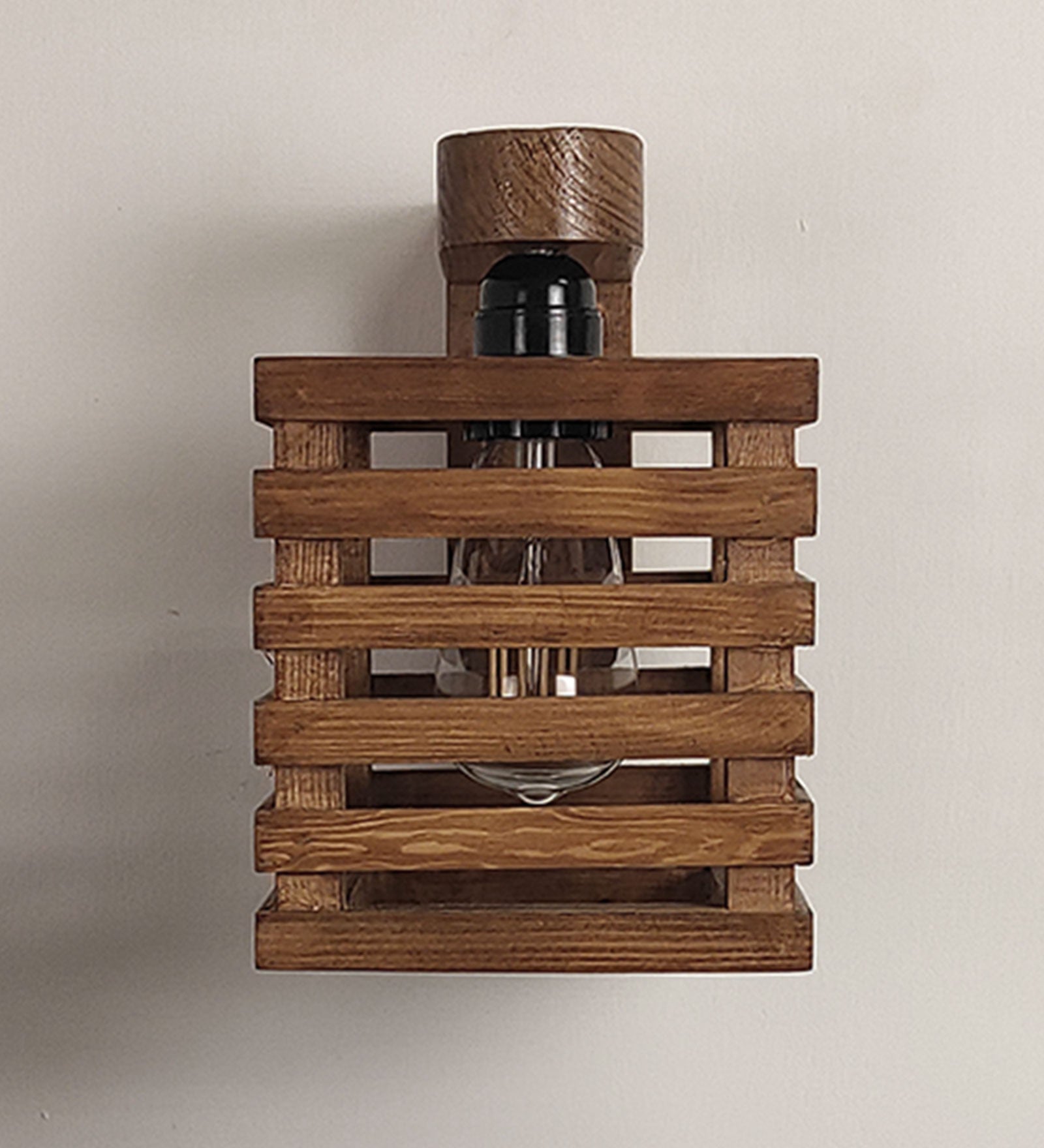 Lyon Brown Wooden Wall Light (BULB NOT INCLUDED)