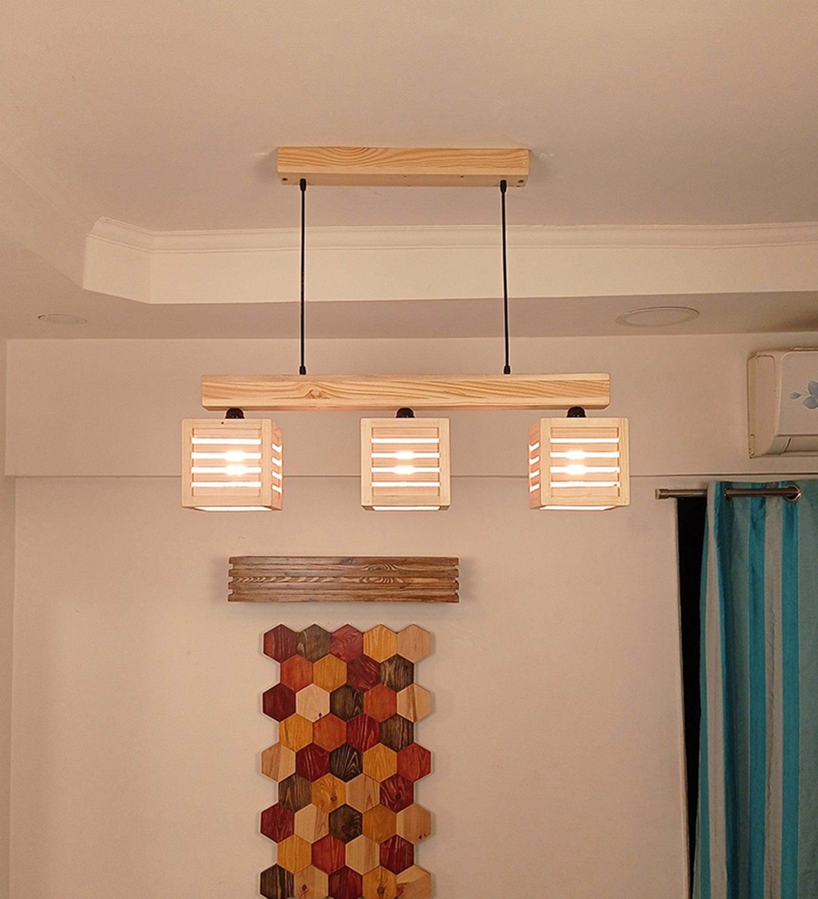 Lyon Beige Wooden Series Hanging Lamp (BULB NOT INCLUDED)