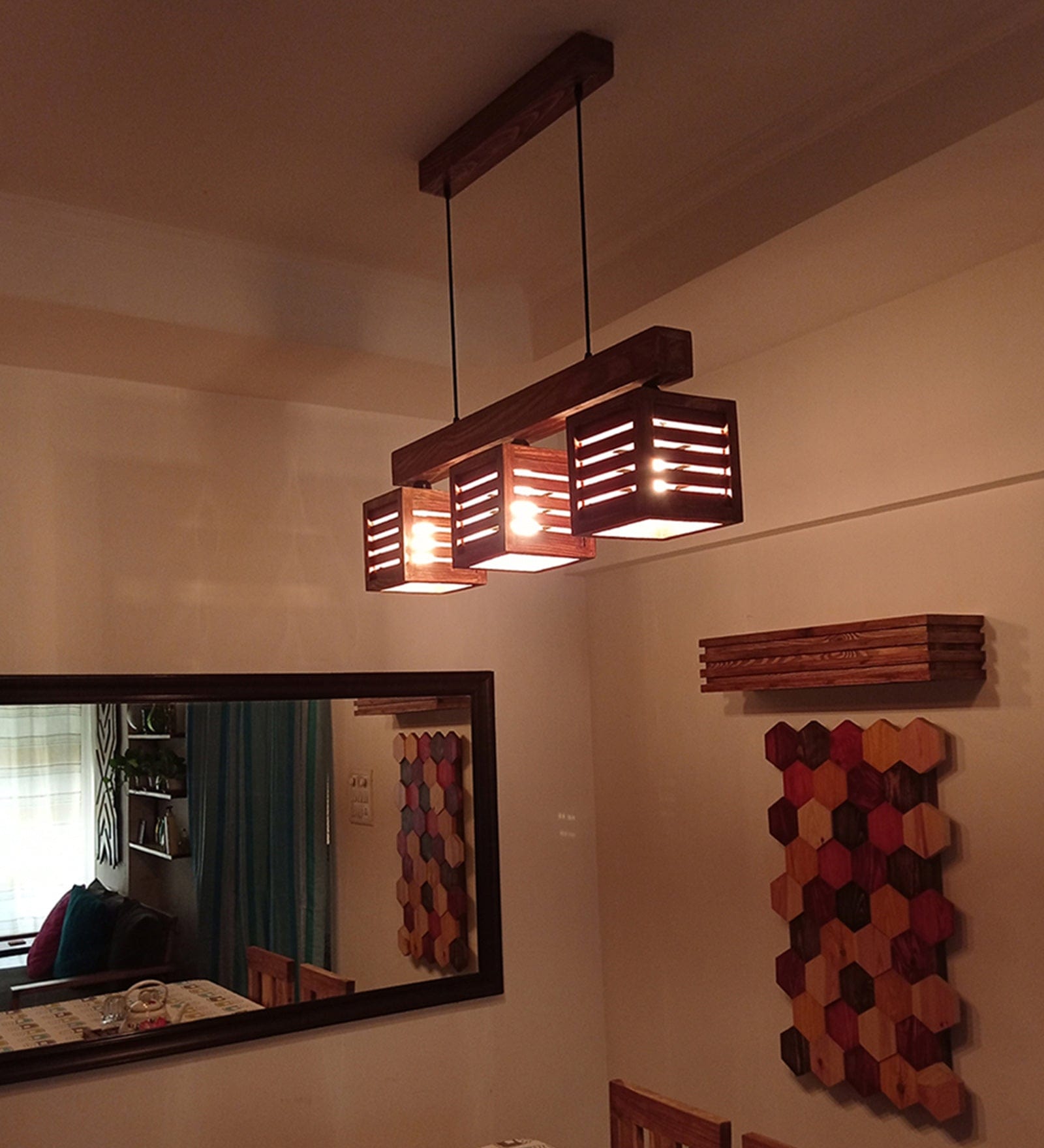 Lyon Beige & Brown Wooden Series Hanging Lamp (BULB NOT INCLUDED)