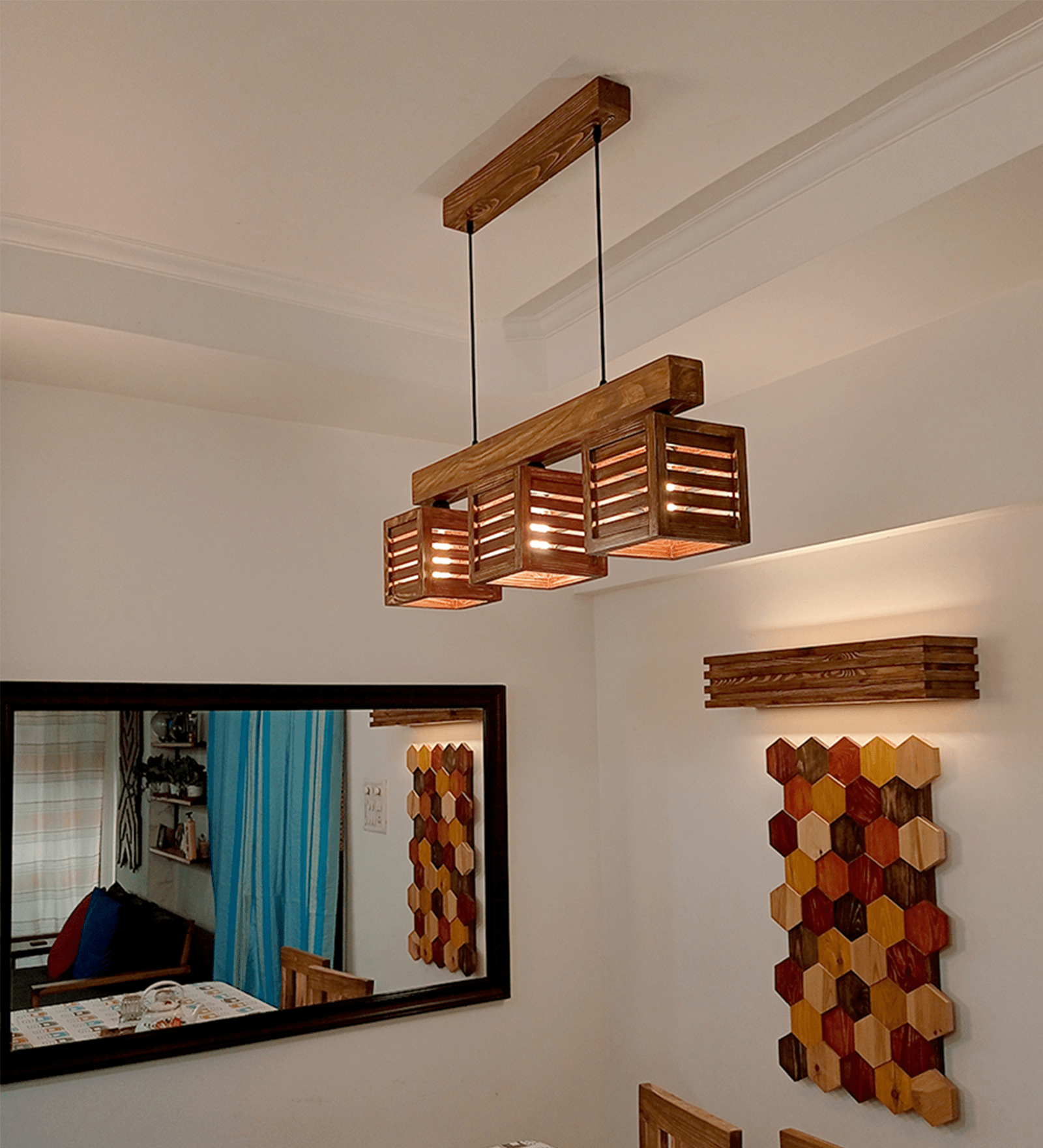 Lyon Brown Wooden Series Hanging Lamp (BULB NOT INCLUDED)