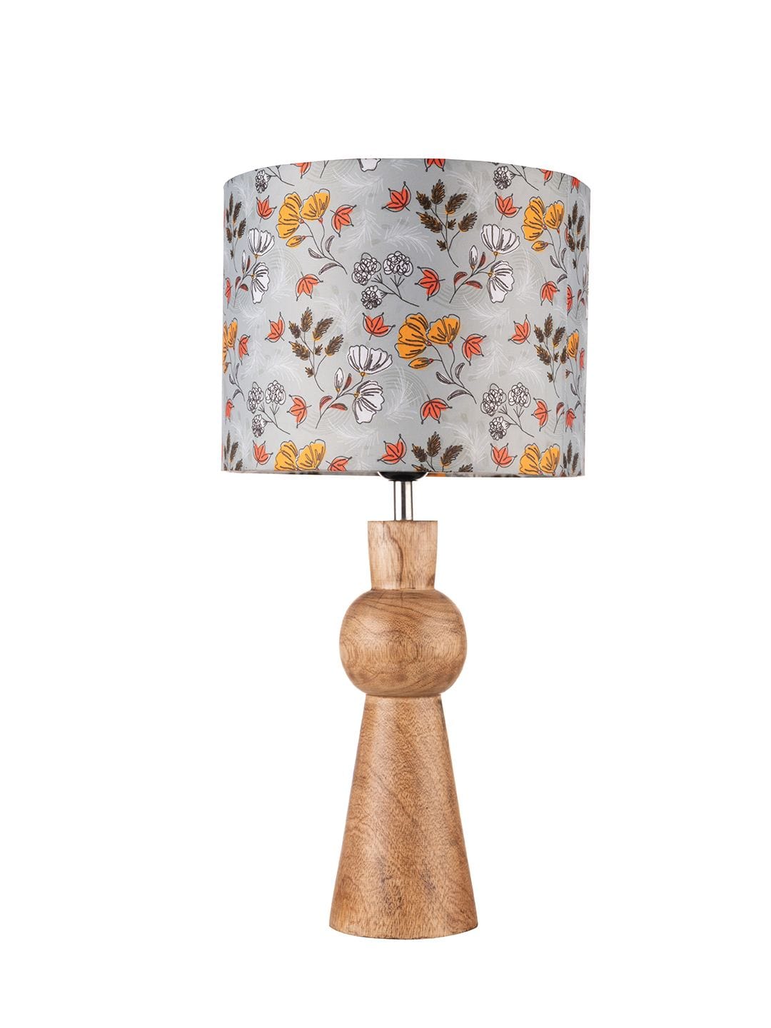 Wooden Skirt Lamp with Multicolor Gardenia Shade