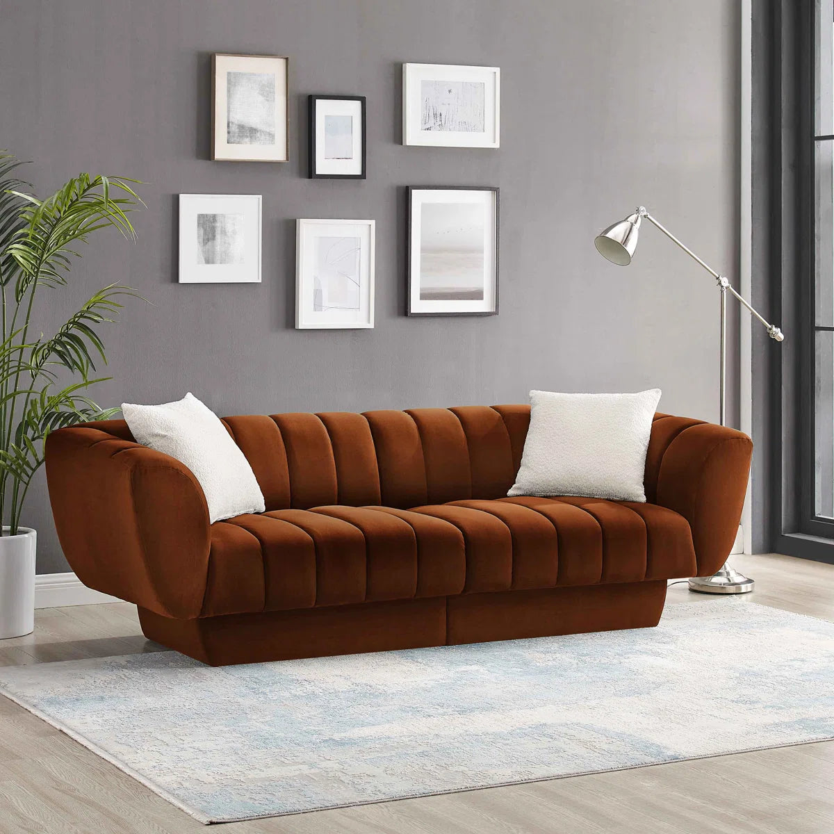 Modern Sofa Couch with Pillows – Minimore Lefferts Contemporary 3-Seater Living Room Sofa