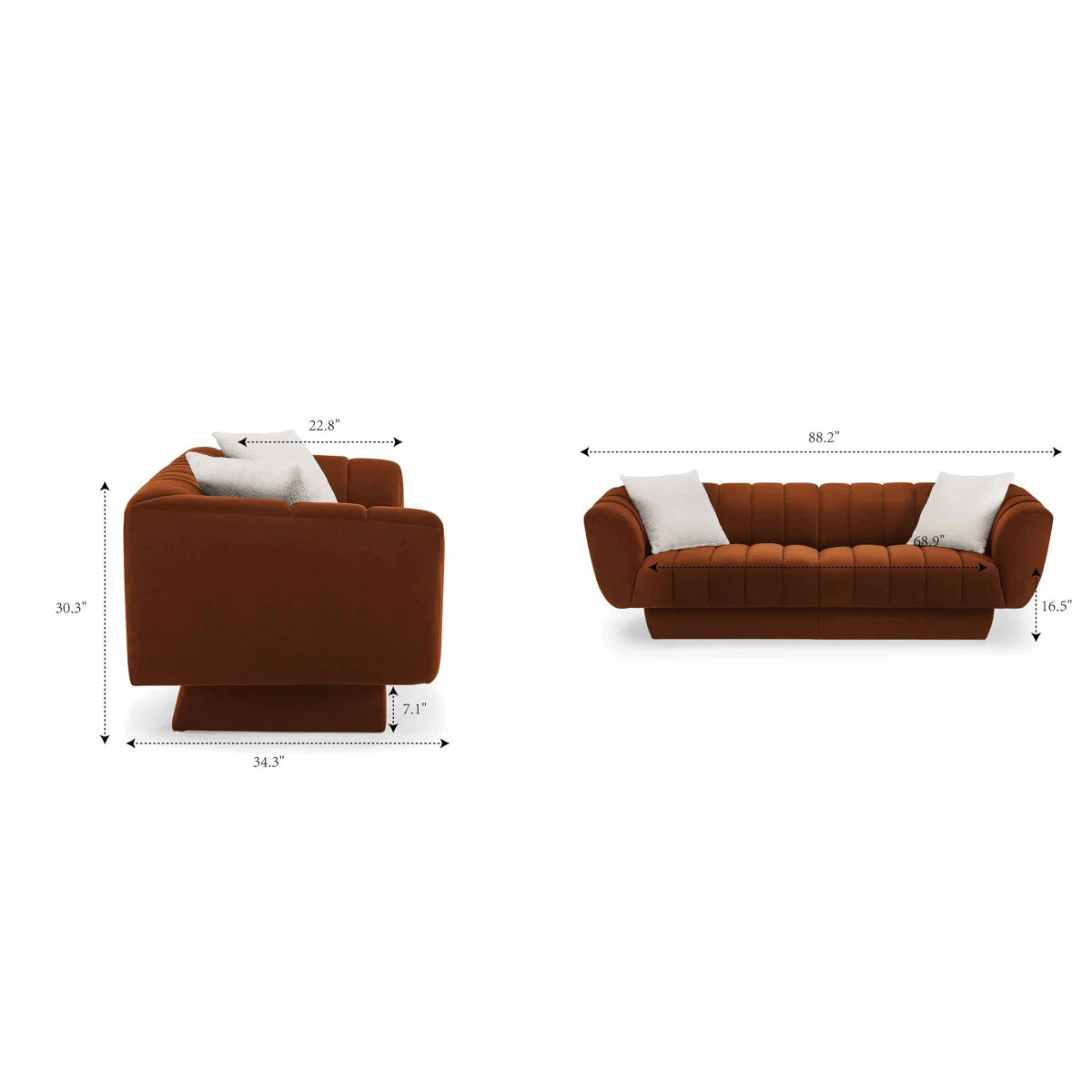 Modern Sofa Couch with Pillows – Minimore Lefferts Contemporary 3-Seater Living Room Sofa