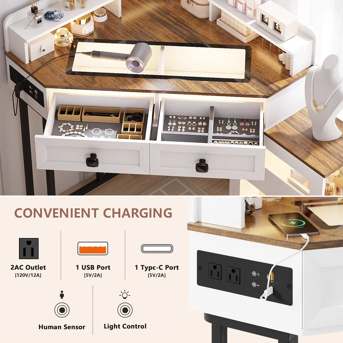 Machalik Corner Makeup Vanity With Mirror- OUCH CART |Dressing table 