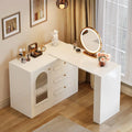 White Makeup Vanity Desk – Modern Dressing Table with Reversible Storage Drawers (Without Mirror)