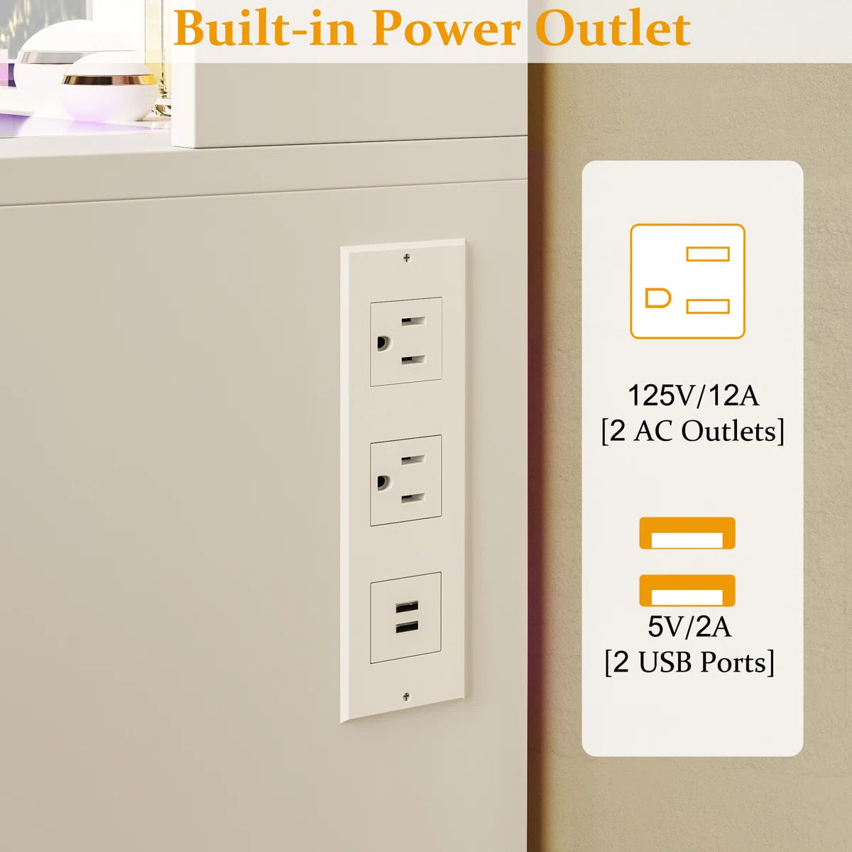 LED Lighted Makeup Vanity Desk with Transparent Desktop and Built-In Power Outlet -OUCH CART | Dressing table 