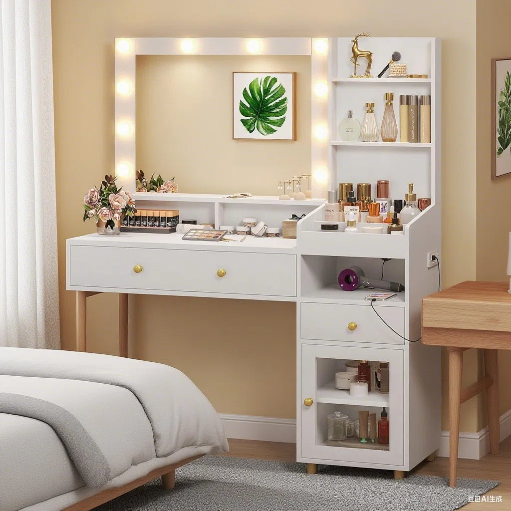 White Lighted Makeup Vanity Desk with 3 Adjustable Light Modes