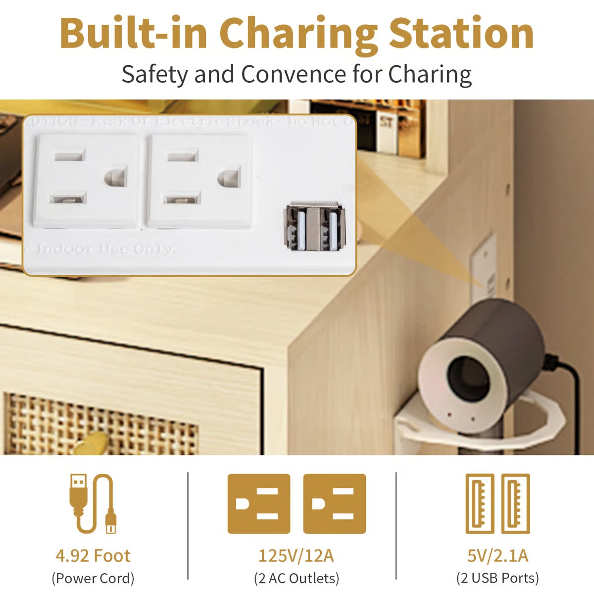 Makeup Vanity Set with  Power Outlets