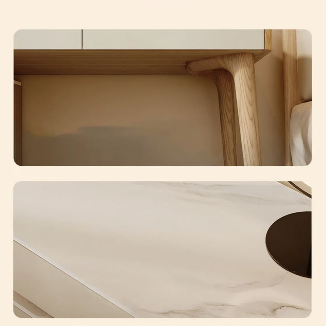 4-Drawer Makeup Vanity Table with LED Mirror & Power Charging Outlet-OUCH CART |Dressing table