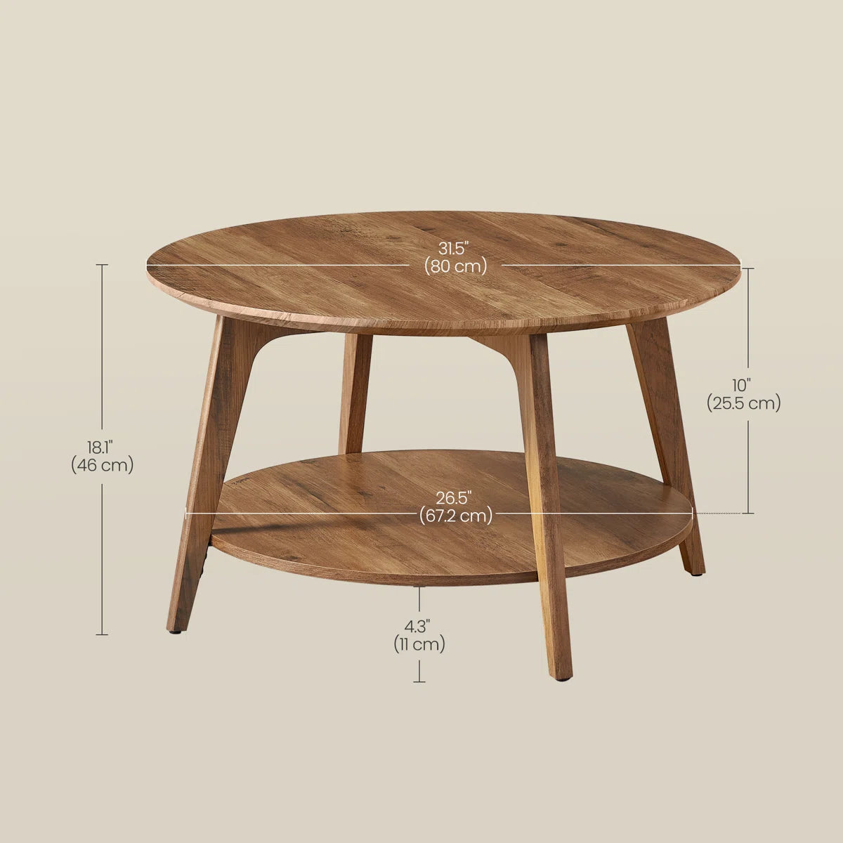 Maklena Coffee Table With 2-Tier Storage Shelves