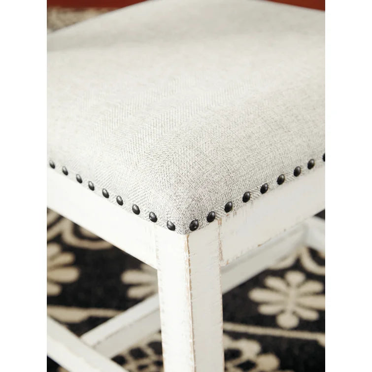 Rustic 8 seater Dining Set with Distressed Finish & Upholstered Ladderback Chairs