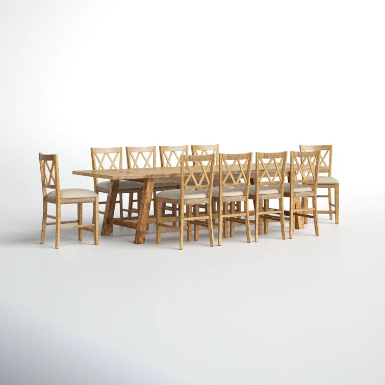 Extendable Solid Wood Trestle Dining Set