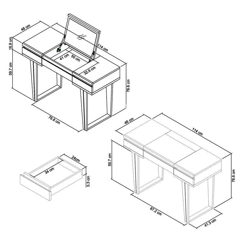 Grace Dressing Table with Mirror - Ouch Cart 