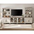 Farmhouse Wooden TV Entertainment Center with Storage & Bookshelves