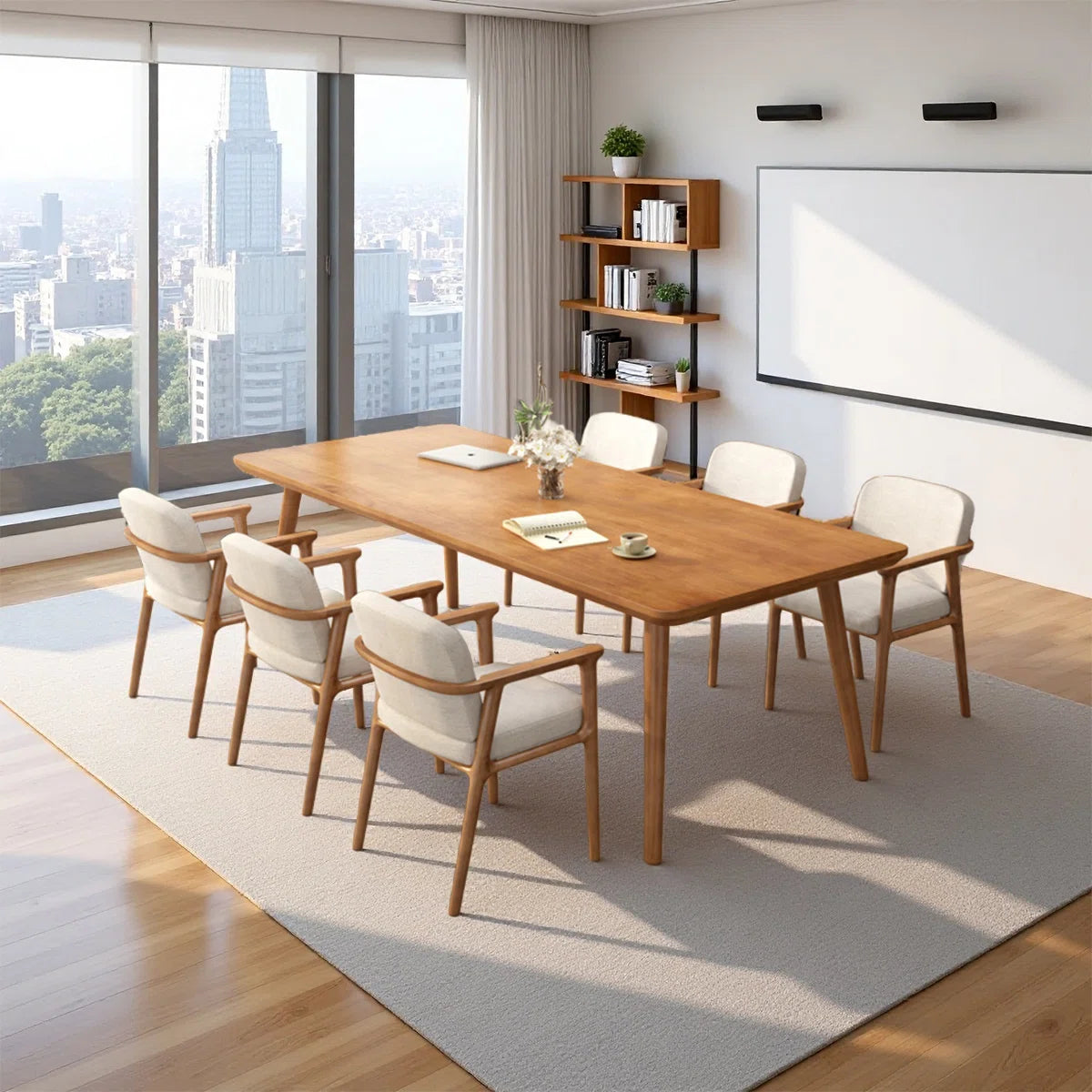 Minimalist Rectangular Pine Wood Conference Tables-OUCH CART 