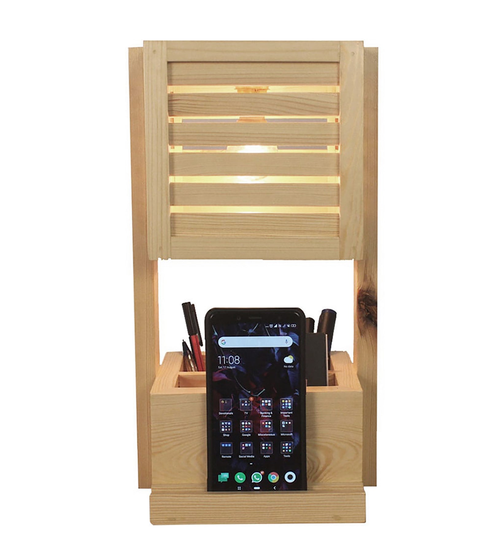 Minister Wooden Table Lamp With Mobile Stand