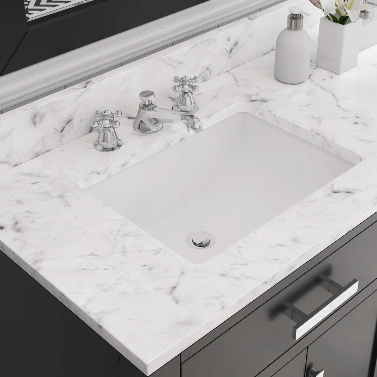 Black Bathroom Vanity with Marble Top