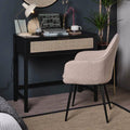 Bumblr Black Vanity Desk with Drawer, Computer Desk with Black Leg, Makeup Dresssing Table for Bedroom, Home Office, Dressing Room, Study, Living Room, (Black)
