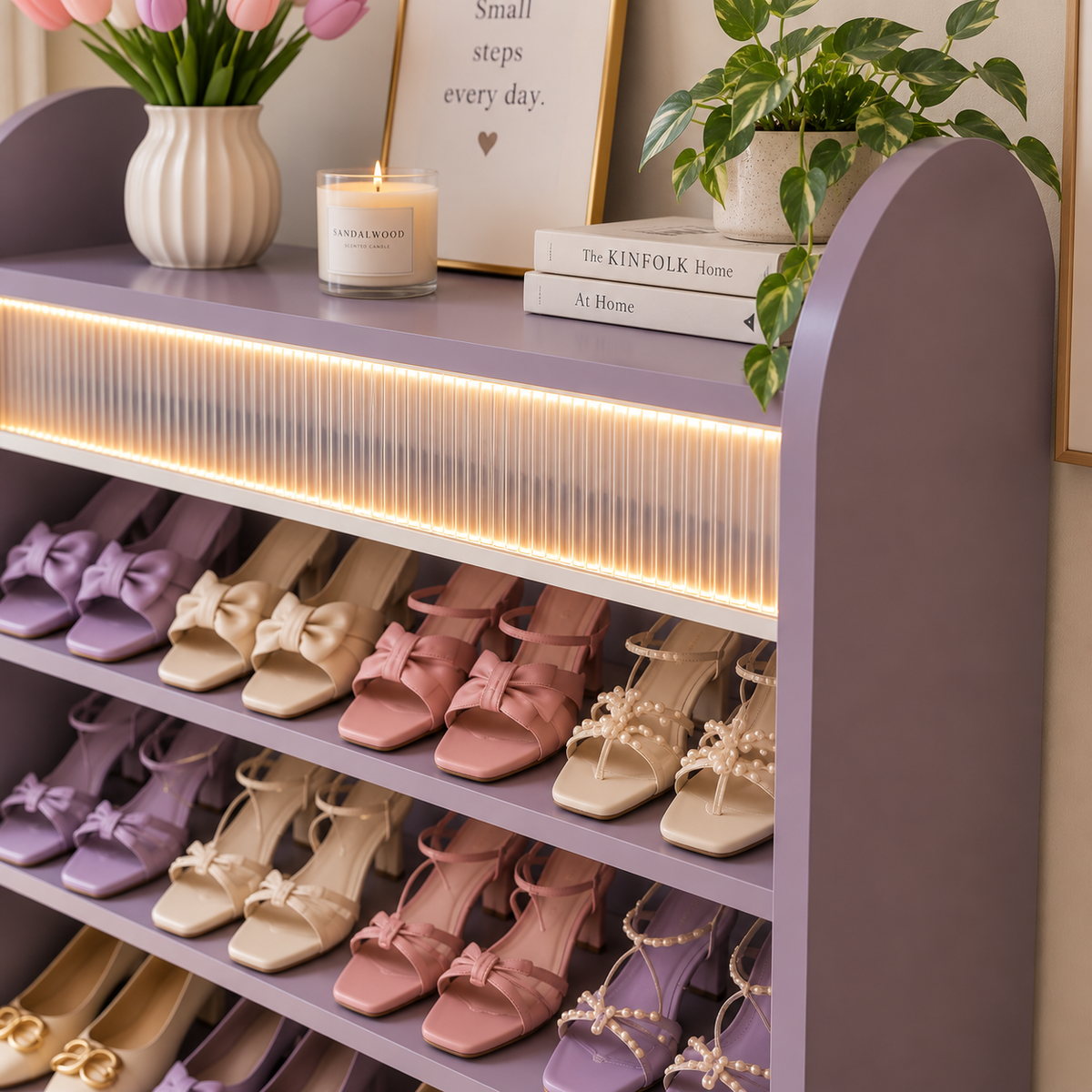 Modern Lavender Shoe Rack for Home  Large Shoe Organizer for Bedroom & Entryway