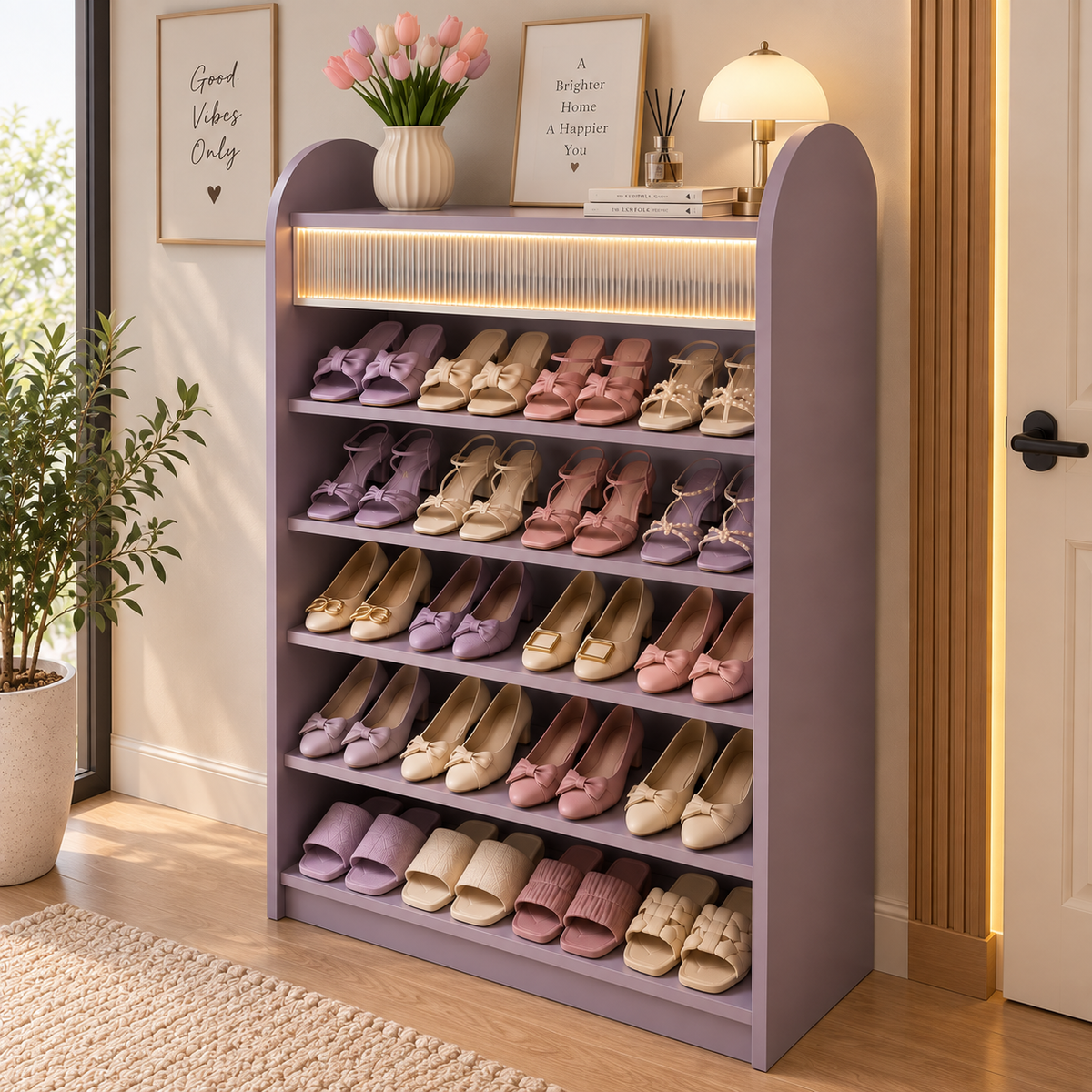 Modern Lavender Shoe Rack for Home  Large Shoe Organizer for Bedroom & Entryway