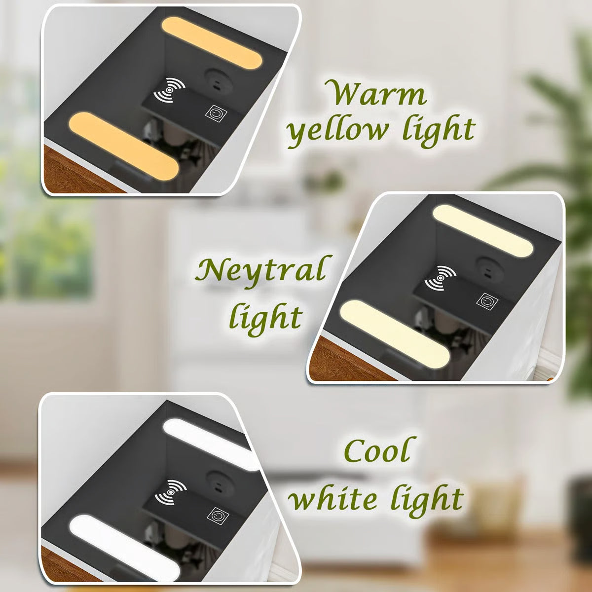 2-Drawer Flip-Top Vanity Table with LED Mirror, Wireless Charging Station & Upholstered Stool -OUCH CART |Dressing table 