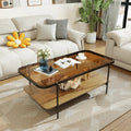 Modern 2-Tier Glass Coffee Table with Tempered Glass Top & Wooden Shelf | Stylish Center Table with Metal Legs