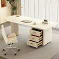 Modern Minimalist Executive Desk with 3-Drawer Storage Cabinet | Heat & Scratch Resistant Office Table.