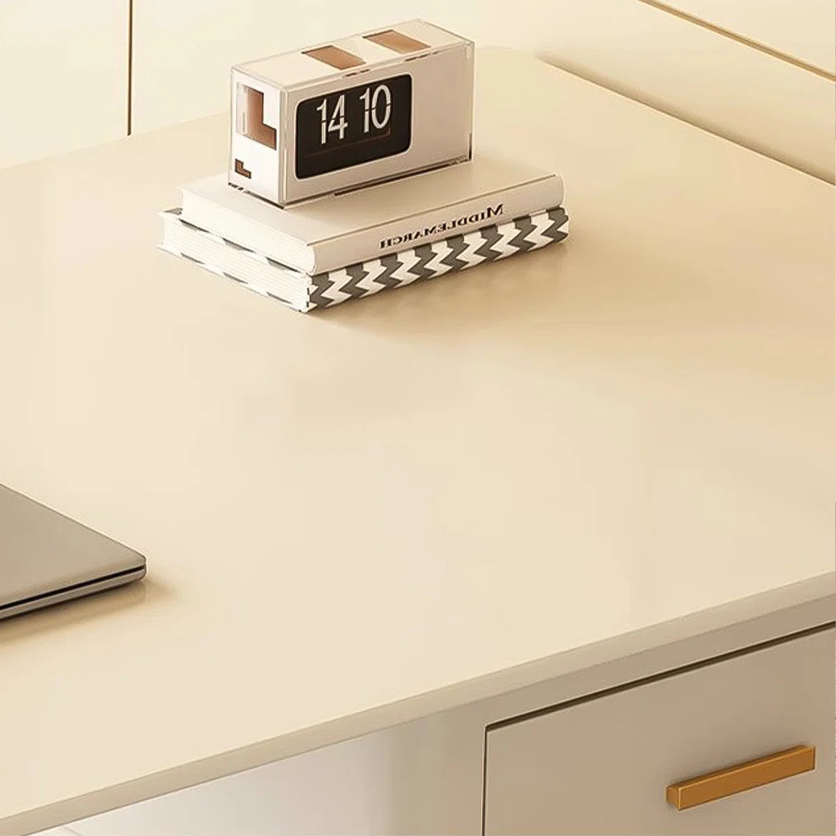 Modern Minimalist Sintered Stone Executive Desk with 3-Drawer Storage Cabinet | Heat & Scratch Resistant Office Table