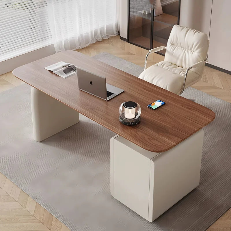 Modern Office Desk with 3-Drawer Storage Cabinet | Extra-Thick Desktop Study & Computer Table