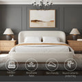Modern Premium Upholstered Platform Tribeca Bed Frame – Wingback Headboard, Performance Fabric, Rounded Corners
