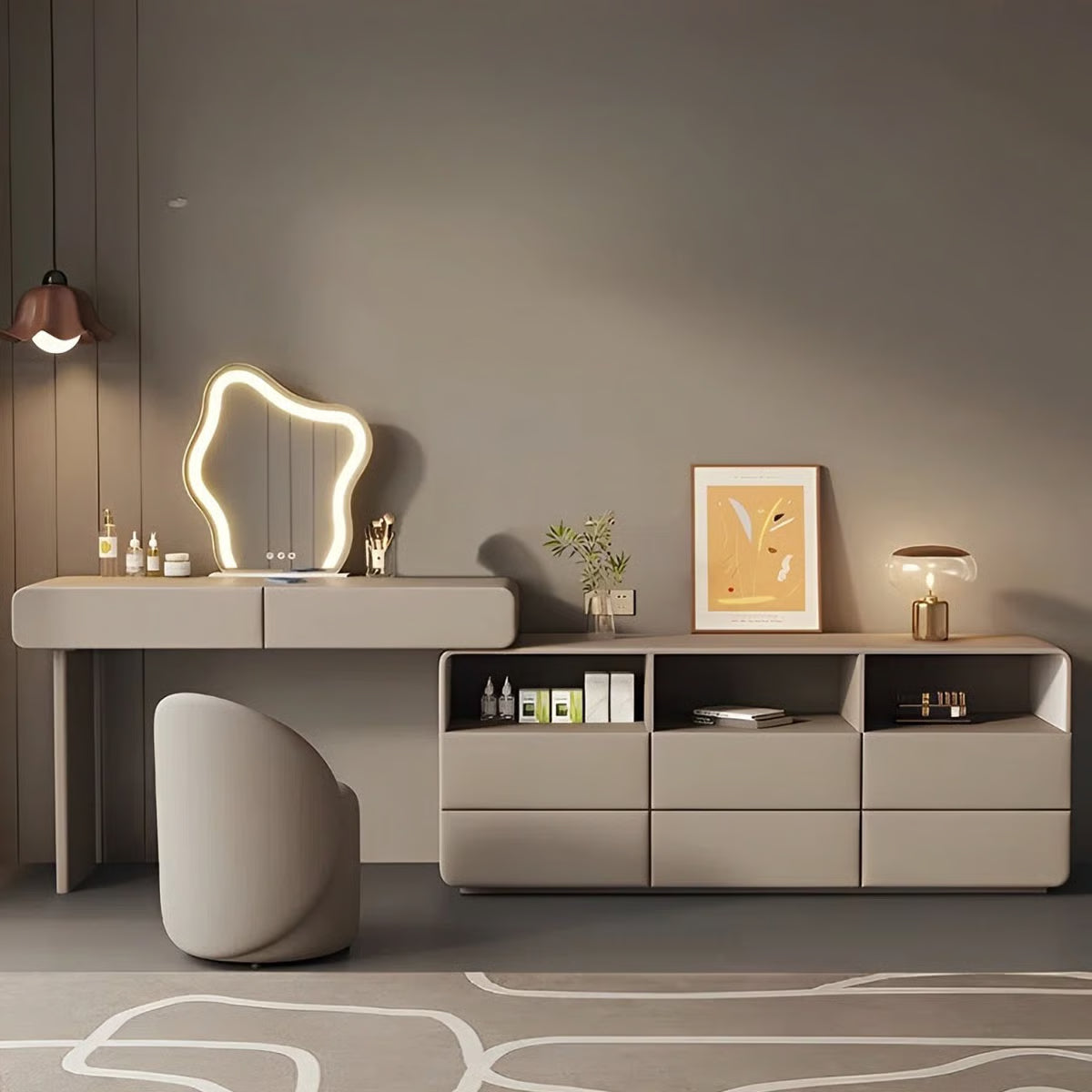 Elegant Modern Solid Wood Dresser – Light Luxury Bedroom Storage-OUCH CART |Dressing table
