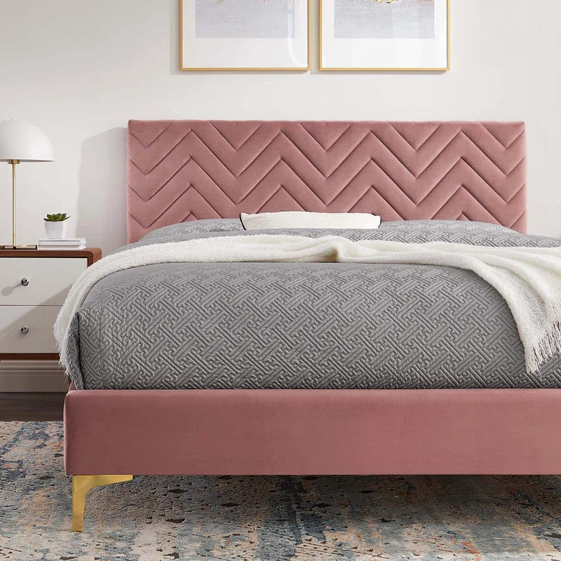 Modway Leah Chevron Tufted Performance Velvet Platform Bed