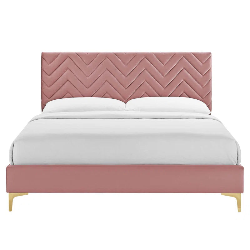 Modway Leah Chevron Tufted Performance Velvet Platform Bed